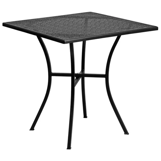 Oia Commercial Grade 28" Square Indoor-Outdoor Steel Patio Table Set W/ Round Back Chairs - Image 5
