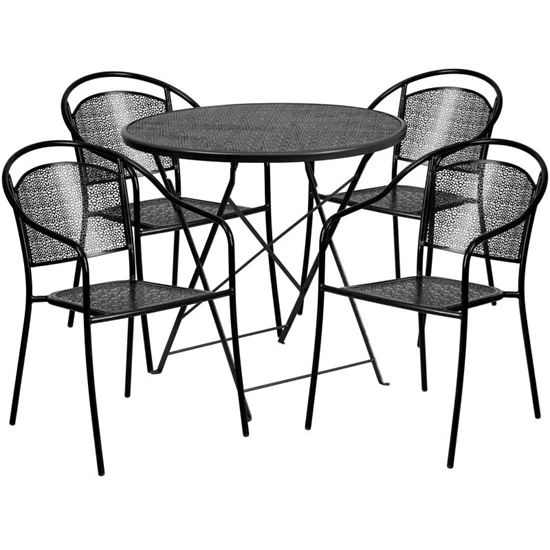 Oia Commercial Grade 30" Round Indoor-Outdoor Steel Folding Patio Table Set - Image 5
