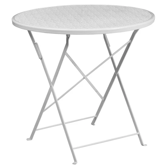 Oia Commercial Grade 30" Round Indoor-Outdoor Steel Folding Patio Table Set - Image 4