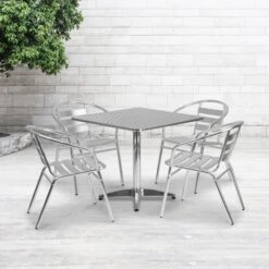 Lila 31.5'' Square Aluminum Indoor-Outdoor Table Set