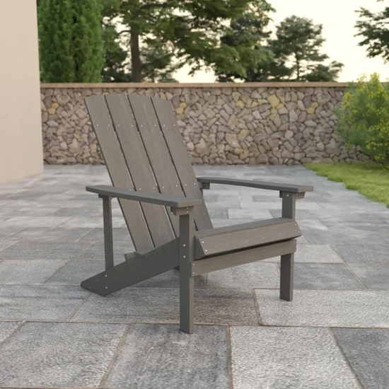 Charlestown Commercial All-Weather Poly Resin Wood Grey Adirondack Chair - Image 2