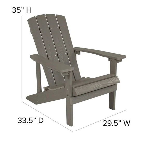 Charlestown Commercial All-Weather Poly Resin Wood Grey Adirondack Chair - Image 3