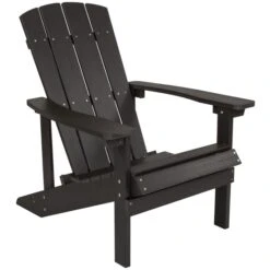 Charlestown Commercial All-Weather Poly Resin Wood Adirondack Black Chair